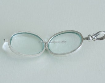 Oval Glass Locket Sterling Silver Keepsake finding 1181