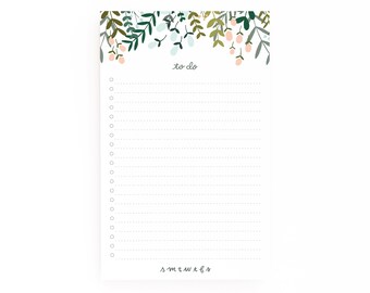 Floral To Do Notepad | Illustrated To Do List Notepad with Hand Lettered Calligraphy, Daily Planner Notepad : Garden Wreath To Do Notepad