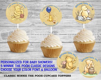 Classic Winnie the Pooh Baby Shower Cupcake Toppers