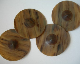 4 Art Deco Huge,Large Real Polished Horn Buttons 2 1/2 inch across,Vintage,Antique