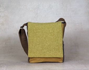 canvas satchel bag - canvas shoulder bag - vegan crossbody bag - work bag - cotton bag - vegan satchel - everyday bag - canvas messenger bag