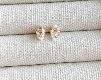 Herkimer Diamond Stud Earrings // Minimalist Earrings // Gemstone Earrings //Southern Wire // Herkimer Diamond Jewelry
