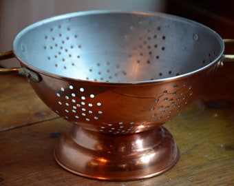 Vintage copper strainer, Copper strainer, copper colander, vintage copper strainer, vintage copper colander, antique copper colander