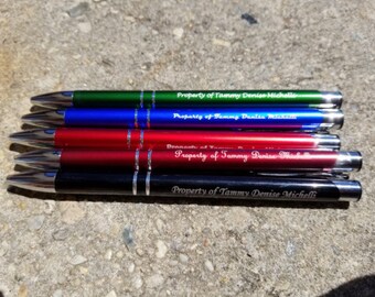 Personalized Engraved Silver Trim Pen, Personalized Pen, Engraved Pen, Custom Pens, Metal Pens, Ballpoint Pens, Wedding Favors