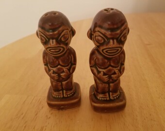 Vintage Tiki Salt and Pepper Shakers