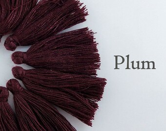 Plum Tassel, Purple Red Tassel, 25-30mm, Mini Cotton Tassel, 10/20/50pc, Jewelry and Craft Supply, Bulk Tassels, TS127