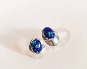 Vintage Silver and Azurite Studs