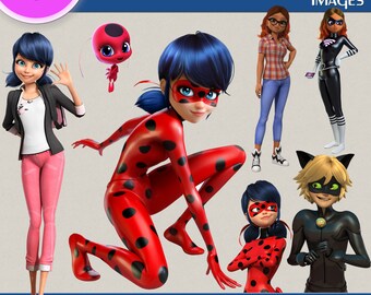 MIRACULOUS LADYBUG clipart png images, Digital Clipart, Decals, Png file, Transparent Backgrounds, digital print, printable images