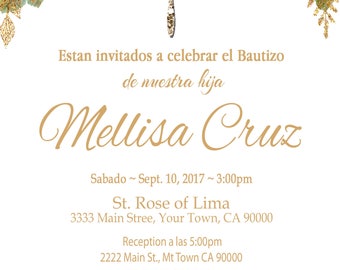 Invitacion de Bautizo para Cuates o indivudual Imprima en casa