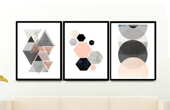 Triptych Wall Art Geometric Prints Set of 3 Prints