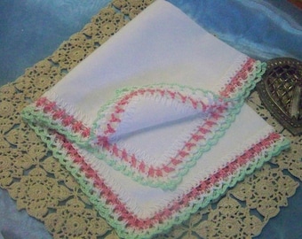 Custom Handkerchief, Custom Hanky, Custom Hankie, Custom Colors, Hand Crochet, Lace, Personalized, Monogrammed, Embroidered, Ready to ship