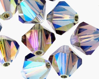 BLACK DIAMOND AB2X 8mm Bicone Swarovski Crystals, 19 pcs, Aurora Borealis, Style 5301