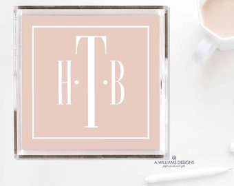 Monogrammed Lucite Tray-Acrylic Tray/ Personalized office desk organizer Tray/ custom catch all Home Decor in two sizes 6X6-12X12
