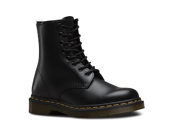 Vegan Punk Rock Yellow Line Mod Gothic Grunge Black Combat Unisex Millitary Shoes Boots