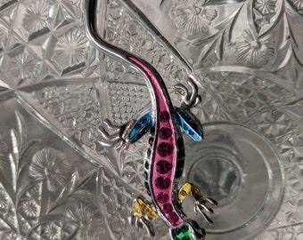 Rhinestone Chameleon Brooch