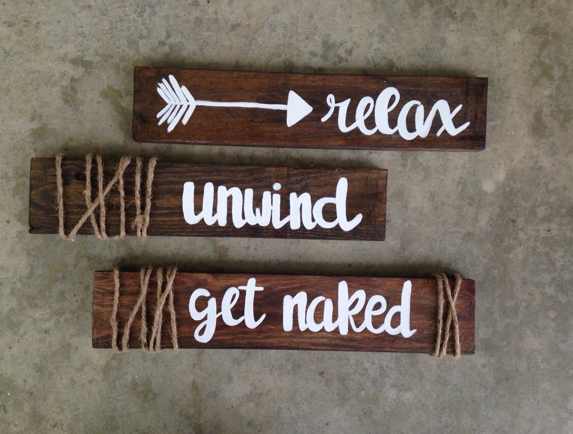 Bathroom Decor Wooden Wall Art Get Naked Relax Unwind Bathroom Decor Wooden Wall Art Get Naked Relax Unwind