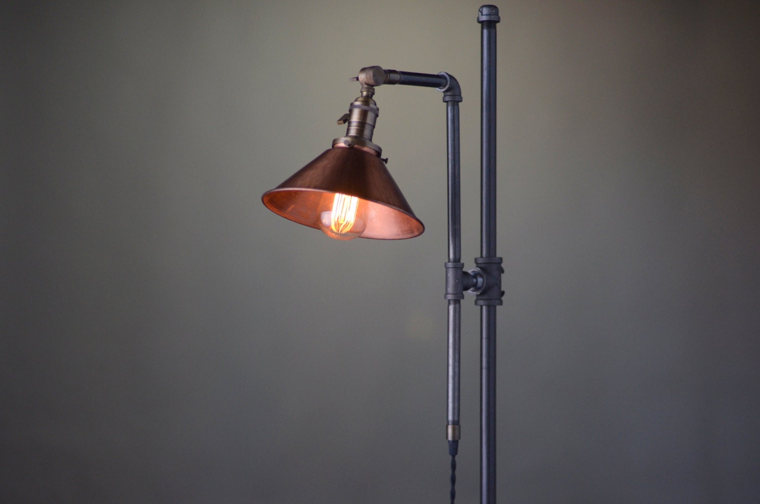 Adjustable Floor Lamp Copper Shade Industrial Adjustable Floor Lamp Copper Shade Industrial