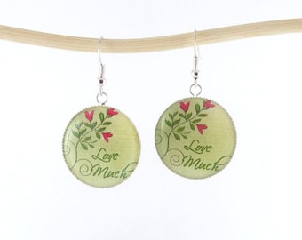 Silver earrings * Love Much * resin Cabochons