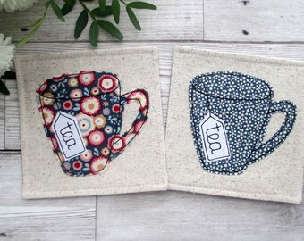 Tea Coasters, Mug Coasters, Fabric Coasters, Drink Coasters, Floral Table Decor, Housewarming Gift, Floral Coasters, Tilda Fabric, Mug Mats