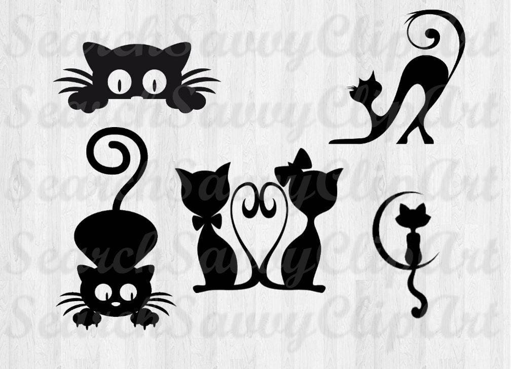 Download Black Cat SVG Cats Silhouette Digital Clipart DXF