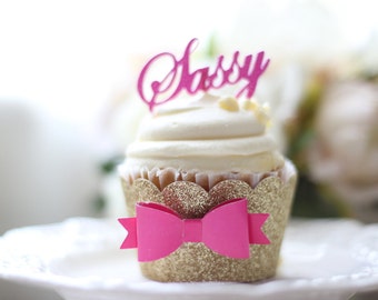 Glittered Cupcake Wrapper or Name or Number
