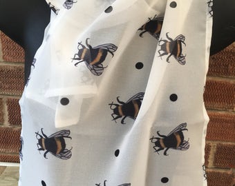Bee, bumble bee, scarf, for bee lovers, for bee keepers, chiffon, bee scarf