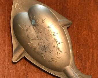 Vintage Brass Fish Ashtray