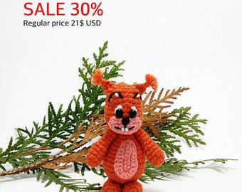 SALE Amigurumi small squirrel toy Crocheted squirrel miniature Stuffed mini crochet animal Little collectible squirrel Mini crochet animals