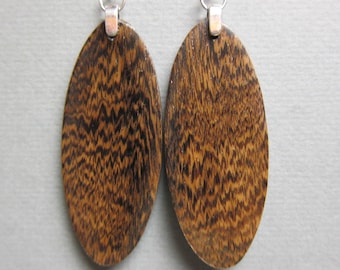 Rare Pheasant Wood Exotic Wood Long Oval Earrings by ExoticwoodJewelryAnd Reclaimed repurposed