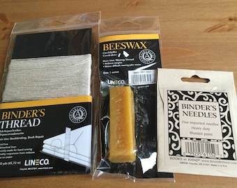 Book Binding Kit - Beeswax, Linen Thread and Needles