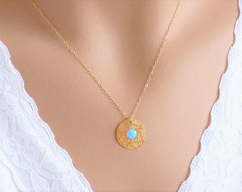 Small Disc Necklace, Gold Disc Necklace, Gold Circle Necklace, Simple Disc Necklace, Dainty Gold Necklace, Gold Necklace, Gold disc