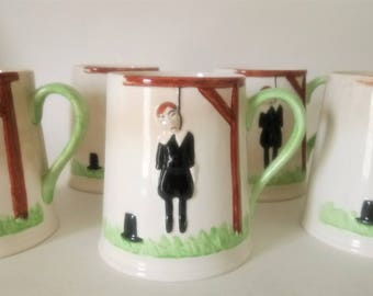 5 Mugs Vintage Carlton Ware Hangman Mugs Set Of 5 Mugs 1972