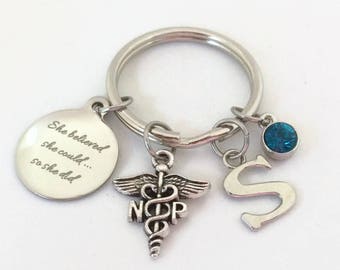 Nurse Practitioner Key Chain Gift , She Believed She Could So She Did Gift for Nursing Student NP Graduation Christmas Key Chain Gift