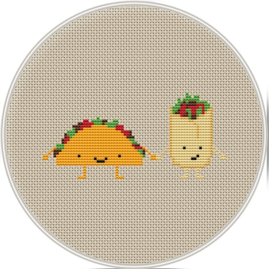 Cute burrito and tacos Cross Stitch Pattern Kawaii Cross