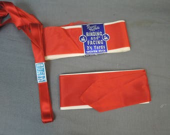 Lot of Vintage Red Ribbon & Binding Facing, Rayon Taffeta and Satin, in packs