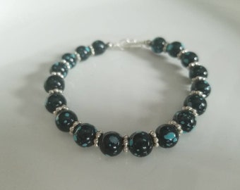 Black speckled beaded bangle
