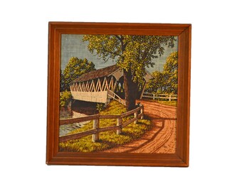 Covered Bridge Kay Dee Hand Printed on Linen