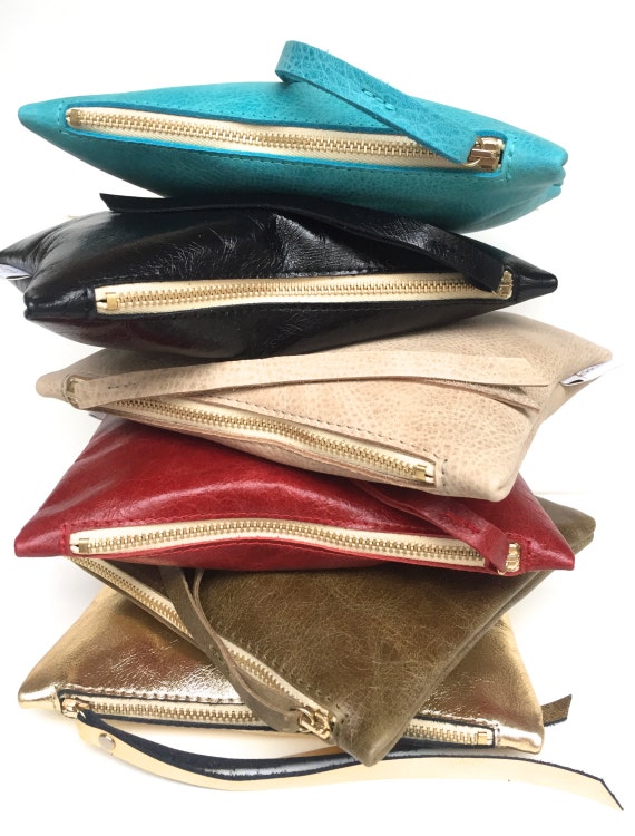 Leather pouch red, red leather purse, small leather bag red
