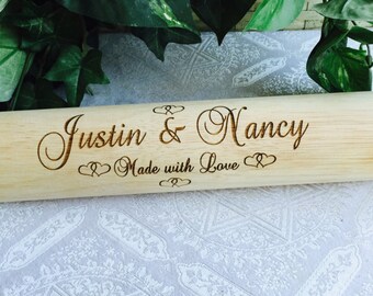 Personalized Wood Rolling Pin for Wedding Gift, Anniversary, Bridal shower, Party Favor/Supply