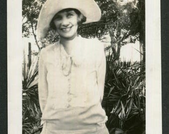 Vintage Snapshot Photo Happy Smiling Woman Wearing Sassy Hat 1930's, Original Found Photo, Vernacular Photography
