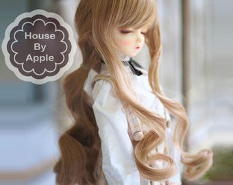 BJD Long wavy hair high temperature heat resistant fiber wig with Silicone Headcap for 1/3 SD 1/4 msd 1/6 yosd doll wig