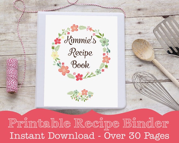 recipe binder printable recipe book recipe binder with