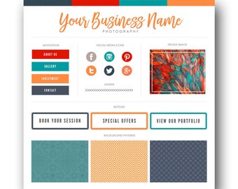 Blog marque Kit / Kit de Blog / Branding Kit / Kit Blogger / boutons sociaux, onglets de la page d’accueil, modèles, Blog Design Kit / Blog graphisme, bleu paon