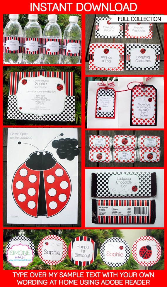 ladybug party invitations amp decorations full printable ladybug invitation template