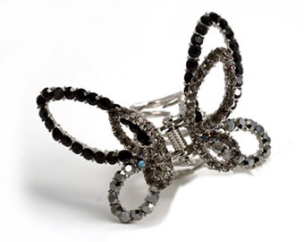 Hair Jewelry Crystal Butterfly Hair Clip, Black / Free Gift Box(SO5430-bk)