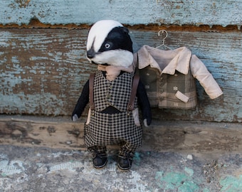 Badger Teddy toy 9 inches, artist teddy, teddy bear, handmade toy, OOAK