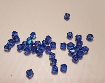 4 mm blue Sapphire AB Swarovski Crystal beads