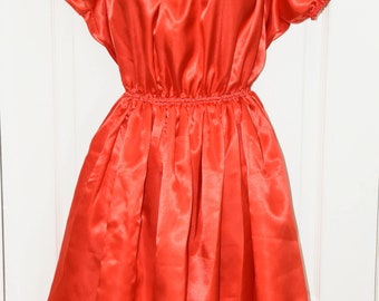 Bright red pretty little silky satin sissy dress, Sissy Lingerie