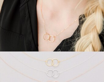 Eternity Linked Ring Necklace, Infinity Necklace, Best Friend Necklace, Eternity Jewelry, interlocking circles necklace, dainty joined ring