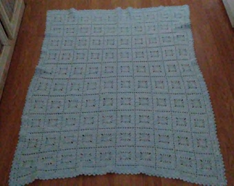 blue Itsy bitsy spiderweb baby blanket